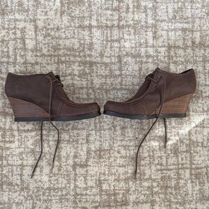 Lauren Ralph Lauren Women’s Waxed Leather Wedge Ankle Boots